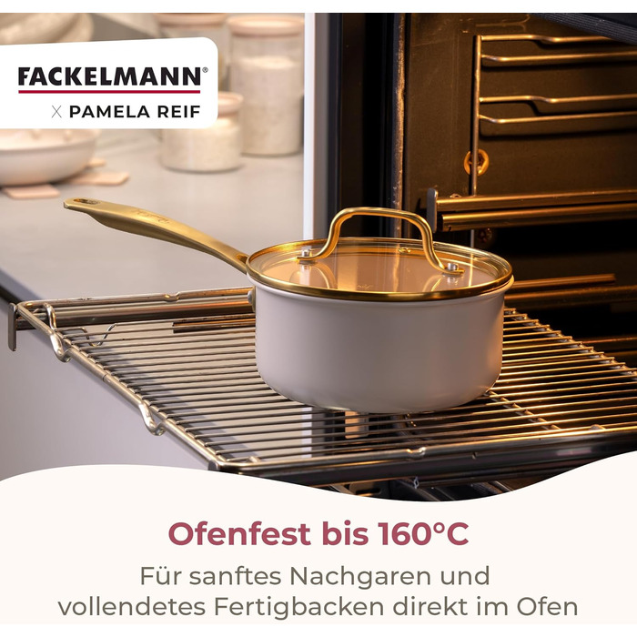 Сотейник 1,2 л со стеклянной крышкой 16 см, пастельно-бежевый Pamela Reif Fackelmann