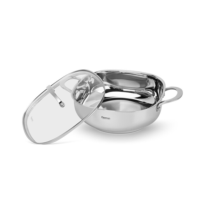 Сотейник Fissman EXCLUSIVE PRO 26x9 см / 4,6 л зі скляною кришкою нержавіюча сталь (5543)