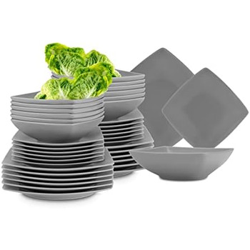Набір посуду konsimo 12 персон Набір тарілок EPIRI Modern 36 предметів Столовий сервіз - Сервіз та набори посуду - Комбінований сервіз 12 персон - Сервіз для сім'ї - Посуд тарілки (сірі, на 12 персон)