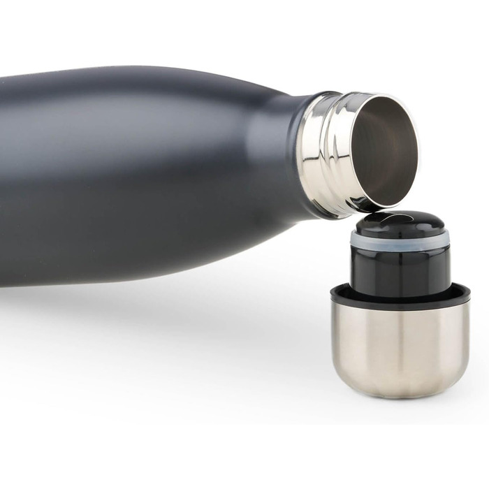 Пляшка для води Blumtal з нержавіючої сталі - Герметична ізольована пляшка - Пляшка для води без бісфенолу А для гарячого та холодного використання - Двостінна ізольована пляшка - Ізоляційна пляшка, стійка до іржі, дерево/срібло (17 - Металевий чорний, 10