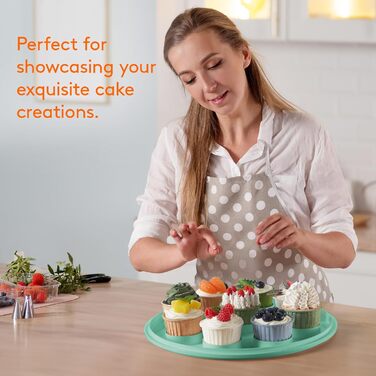 Контейнер для торта 27 см з кришкою та ручкою, зелений Lifewit