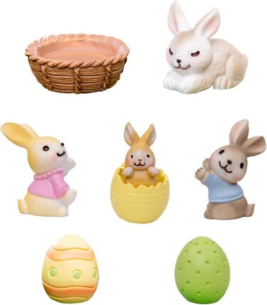 Міні-фігурок кроликів, прикраси у вигляді великоднього кролика, прикраси для кроликів, великодні прикраси, невеликі подарунки на день народження та святкове приладдя, прикраси для квіткових горщиків на Великдень та сукуленти, 7