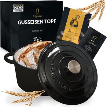 Чавунна жаровня 3,5 л з кришкою 24 см, чорна Chefarone