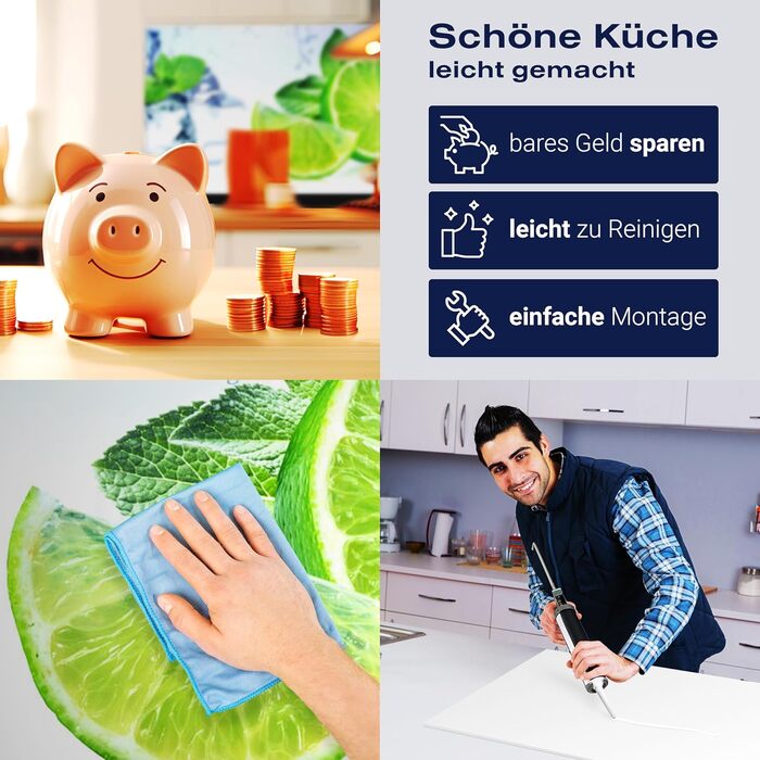 Кухонный фартук лаймово-зеленый 160 х 60 см wandmotiv24