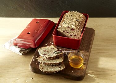 Хліб Emile Henry Bread Bakker, кераміка, червоний, 24x15x12,5 см (вугілля)