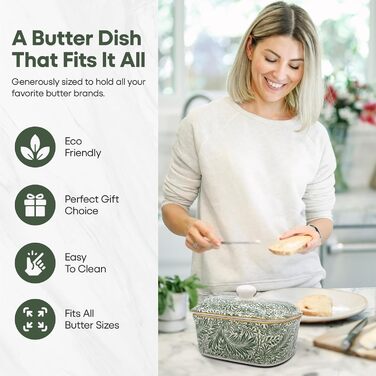 Маслянка з кришкою, китайська кераміка, з гарними акварельними мотивами, дизайн від галереї Дженніфер Роуз для Busy Bees (Delphinium)