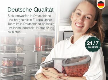 Герметичные банки для хранения uandu с крышками Набор из 12 баночек для хранения Герметичная кухня для хранения всех продуктов Не содержит бисфенола А Органайзер для кухни Контейнер для хранения Склад муки (серый-12x750)