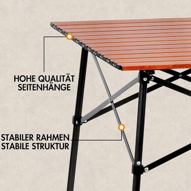 Складной походный стол для кемпинга коричневый Portal