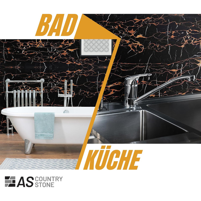 Стінові панелі AS Country Stone під мармур 60x120 см ПВХ-облицювання стіни з пластикових панелей для кухні, ванної кімнати тощо Панель кухонного фартуха (4 шт., Драган)