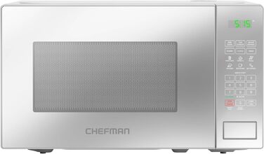 Мікрохвильова піч Chefman 20 л 800 Вт 6 попередньо встановлених налаштувань 10 рівнів потужності Цифровий дисплей Еко-режим Функція пам&39яті Вимкнення звуку Блокування від дітей Дзеркальне покриття