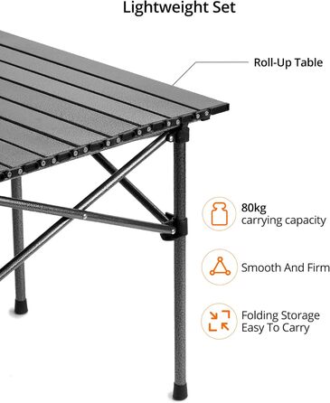 Складной стол для кемпинга 95 х 55 х 50 см черный QWORK