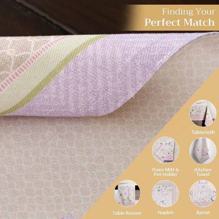 Бавовняні килимки для серветок, набір з 4 шт. , декоративні килимки для серветок, пасхальні килимки, що миються, для свят, вечерь, весни, літа (33 см x 48 см) (лавандовий), 39Hermine 100