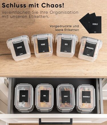 Набор из 12 контейнеров для хранения 800 мл, прозрачный/черный Deco haus