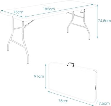 Складной кемпинговый стол 182 х 75 х 74,5 см RELAX4LIFE