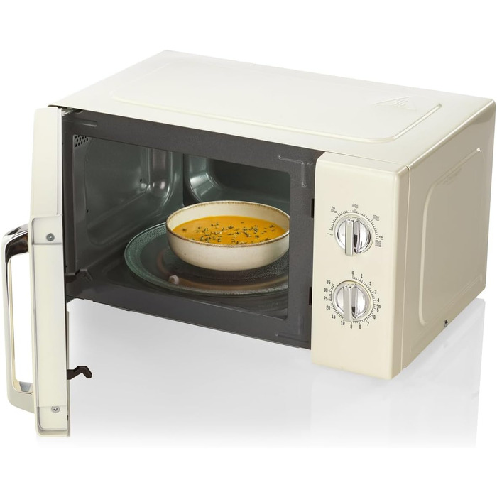 Мікрохвильова піч Gorenje MO20A3WH / 20 л / 800 Вт / AquaClean / AutoMenu / Сенсорне керування / LED-дисплей / Функція розморожування / 5 рівнів потужності / Блокування від дітей / Білий (Ретро, Шампанське)