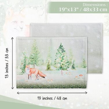 Бавовняні килимки, набір з 4 шт. , декоративні килимки, пасхальні килимки, що миються, для свят, вечерь, весни, літа (33 см x 48 см) (22 - Зимові ранки), 39Hermine, 100