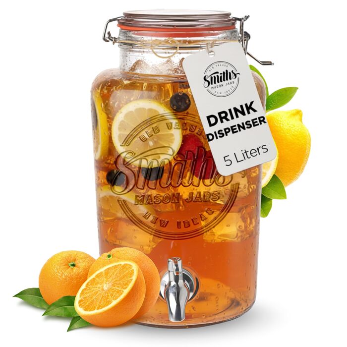 Скляний диспенсер для напоїв 5 л Smiths Mason Jars