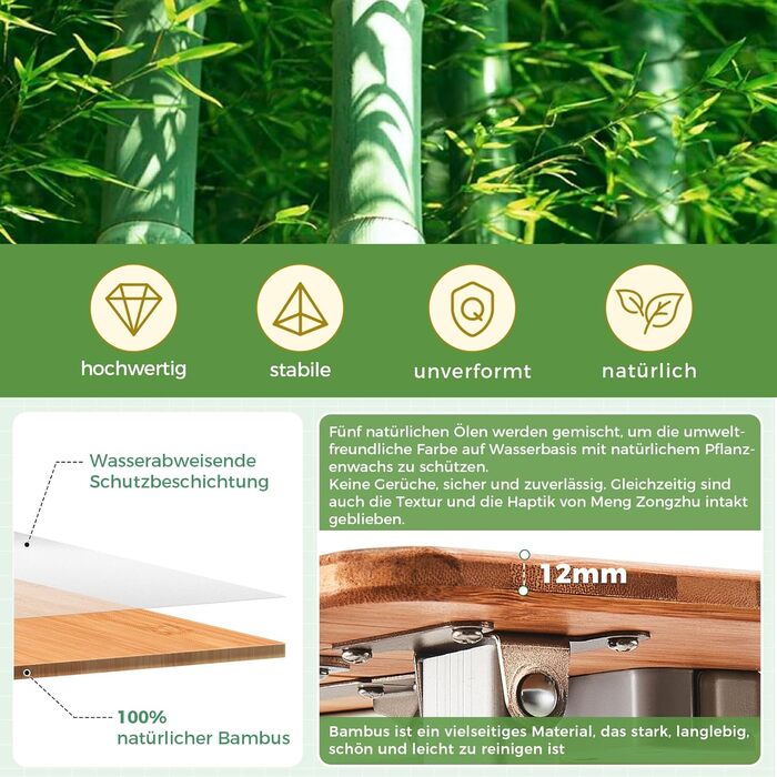 Складний бамбуковий стіл для кемпінгу 65 x 50 см KingCamp