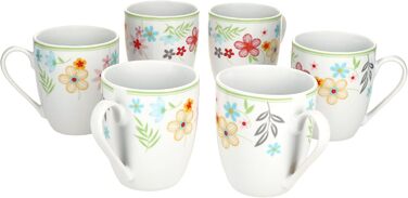 Набір із 6 тарілок для торта MamboCat Variant Floral Барвисті порцелянові тарілки для сніданку на 6 осіб Барвисті маленькі тарілки для салату, десерту та інших страв на сніданок, обід, каву та вечерю (кавові кружки)