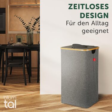 Контейнер для збору пляшок Blumtal Deposit 150 л з 2 відділеннями - Бамбуковий органайзер для пляшок - Збірник порожніх пляшок - Збірник пляшок - Контейнер для збору порожніх пляшок з отвором - Збірник пляшок (сірий, Збірник пляшок - 100 л)