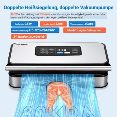 Вакуумный упаковщик 20 л/мин 160 Вт Inkbird