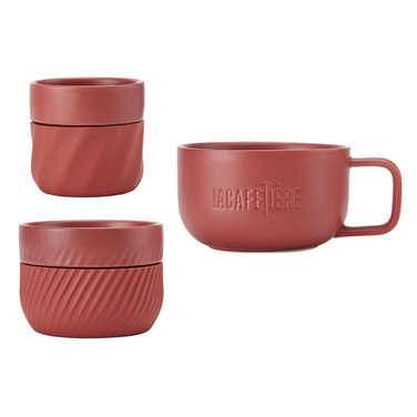 Набор чашек Kitchen Craft LA CAFETIERE Family Mug Red, фарфор, темно-красный, 3 пр.