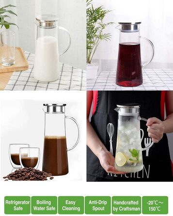 Стеклянный кувшин с крышкой для напитков 1,5л Sharemee