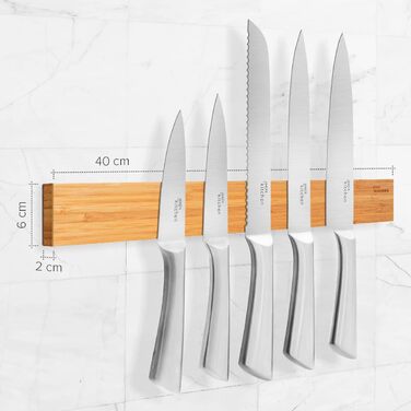 Магнітний тримач для ножів із бамбукового дерева 40 см joeji's Kitchen
