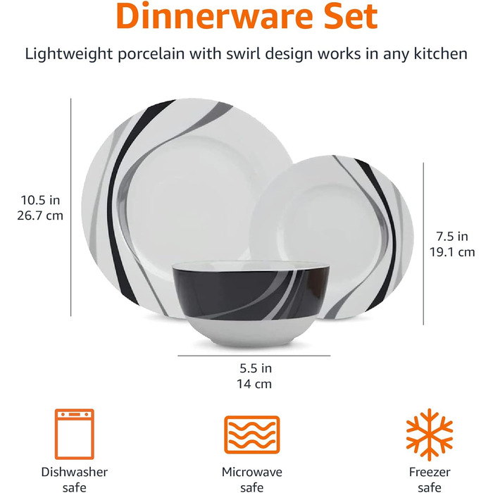 Набір посуду Kitchen-Profi Basics, 18 предметів, для 6 осіб (Swirl)