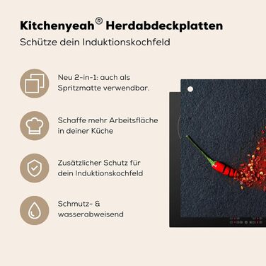 Фартух для плити, кухонний фартух, вініл, 78x52 см, декор для кухні, облицювання стіни, кришка для плити - сіро-чорний (перець-трави, 52Д x 65Ш см)