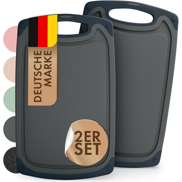 Набор из 2 разделочных досок 40 x 24,5 см, серый Blumtal