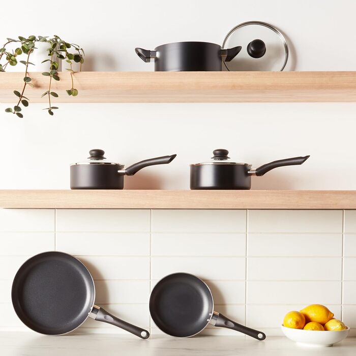 Набір посуду з антипригарним покриттям Kitchen-Profi Basics, чорний (8 предметів)