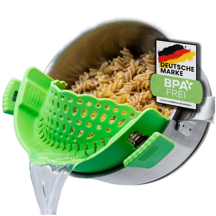 Силіконовий друшляк Snap-On Насадка-цідило для пасти для каструль та сковорідок Кухонне цідило без бісфенолу А, придатне для миття в посудомийній машині Друшляк для зливу води з каструль (зелений)