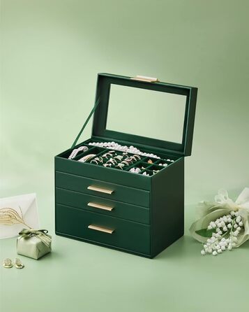 Органайзер для ювелірних виробів 4-рівневий темно-зелений SONGMICS