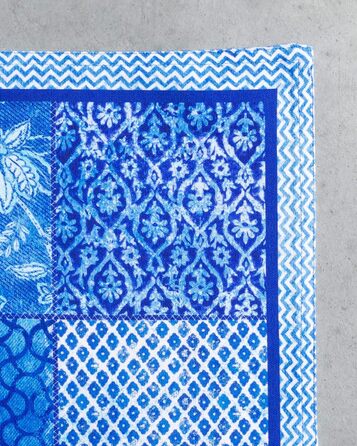 Бавовняні килимки для серветок, набір з 4 шт. , декоративні килимки для серветок, пасхальні килимки, що миються, для свят, вечерь, весни, літа (33 см x 48 см) (021 - Indigo Love), 39Hermine 100