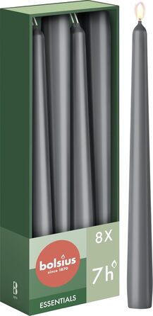 Свічки Bolsius Smooth Taper - Зелені - Набір з 4 шт. у коробці - Декоративні побутові свічки - Час горіння 7 годин - Без запаху - Натуральний рослинний віск - Без пальмової олії - 24,5 см Зелені 4 шт. и (Антрацит, 8 шт. )
