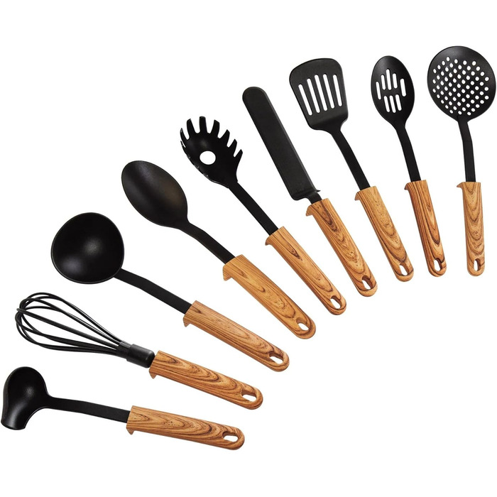 Набір кухонного начиння Back to Nature, імітація дерева, 9 предметів STONELINE