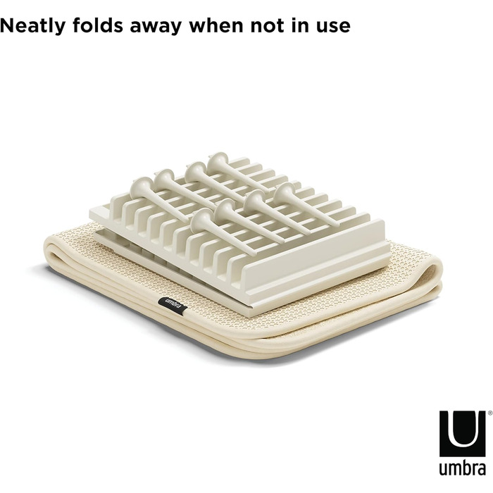 Подставка-сушилка для посуды с ковриком 61 х 46 см бежевая Udry Peg Umbra