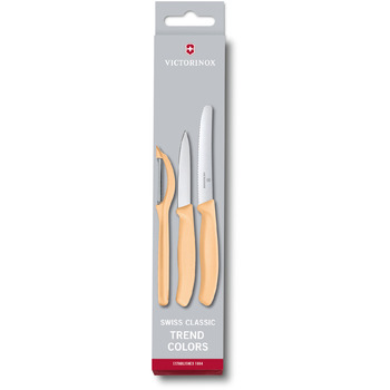 Кухонный гарнитур Victorinox SwissClassic Paring Set 3шт со святым помпоном. ручка (2 ножа, универсальный овощечист) в подарочной упаковке.