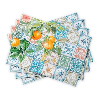 Бавовняні килимки для серветок, набір з 4 шт. , декоративні килимки для серветок, пасхальні килимки, що миються, для свят, вечерь, весни, літа (33 см x 48 см) (026 - Цитрус), 39Hermine 100