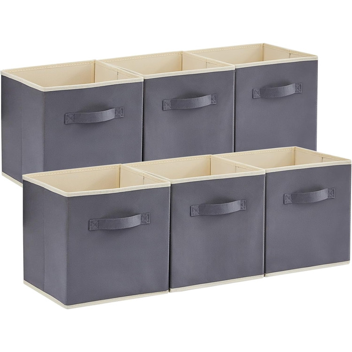 Складні кубики для зберігання Lifewit 6 шт. 18 л, середні декоративні тканинні ящики для зберігання з ручками для організації полиць шафи, 26,5 x 26,5 x 28 см, (сірий, 30x30x30 см)