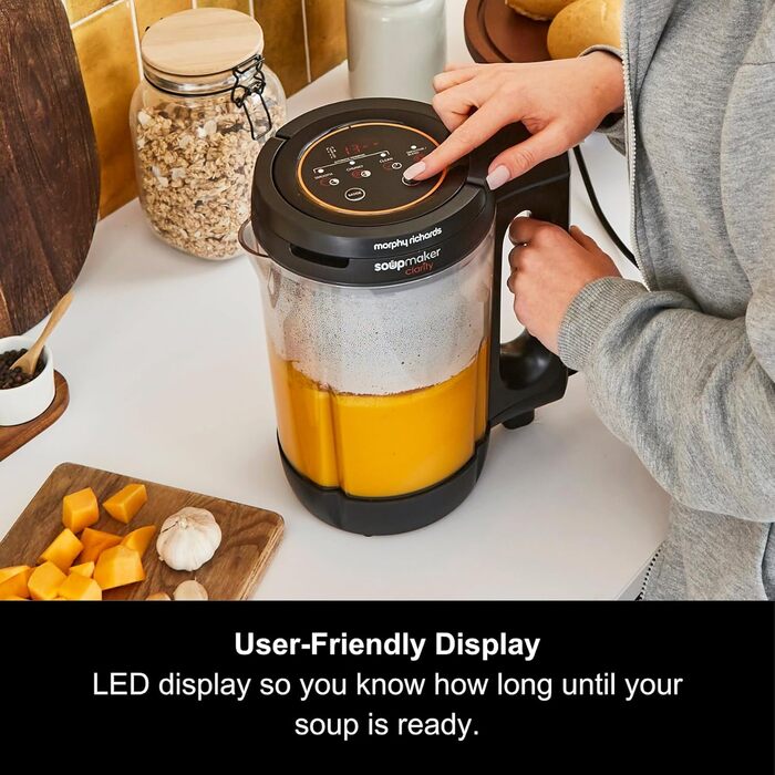 Суповарка Morphy Richards Clarity об&39ємом 1,6 л, контроль порцій, 9 функцій, інтелектуальна технологія реакції, підтримка тепла, суповарка та смузі, білий та чорний кольори, 501050