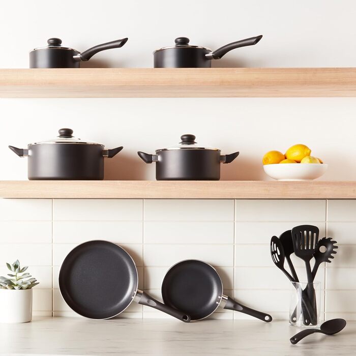 Набір посуду з антипригарним покриттям Kitchen-Profi Basics, 15 предметів, чорний