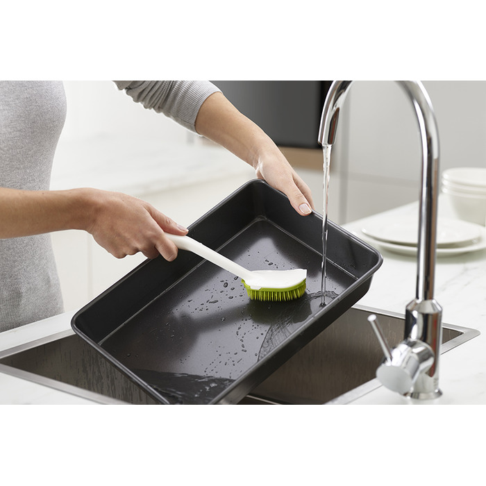 Щетка с рукояткой и скруббер, 2 предмета, белый/зеленый CleanTech Joseph Joseph