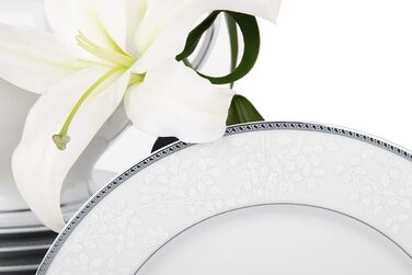 Набір посуду konsimo Combi 6 персон Набір тарілок Modern 18 предметів Столовий сервіз - Сервіз та набори посуду - Комбінований сервіз 6 осіб - Сервіз для сім'ї - Посуд білий (New Hollis Platinum, 18 предметів)