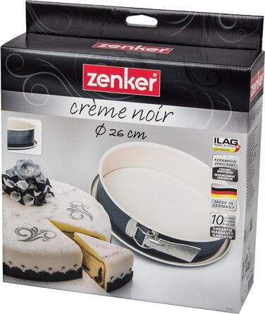 Пружинна форма Zenker Ø 26 см CREME NOIR, форма для випічки з плоским дном і захистом від протікання з листової сталі, кругла форма для торта з армованим керамікою антипригарним покриттям (колір крем/антрацит), кількість Одинарний