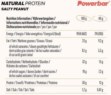 Протеїнові батончики Natural Protein, 24 x 40 г Солоний хрумкий арахіс Powerbar