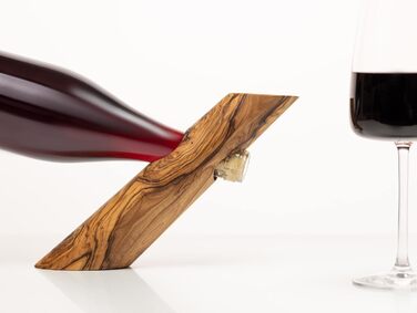 Тримач для винних пляшок SOLTAKO з ексклюзивного оливкового дерева, тримач для пляшок, тримач для вина Ідея подарунка Природа Прикраса столу Підставка для вина 30 см