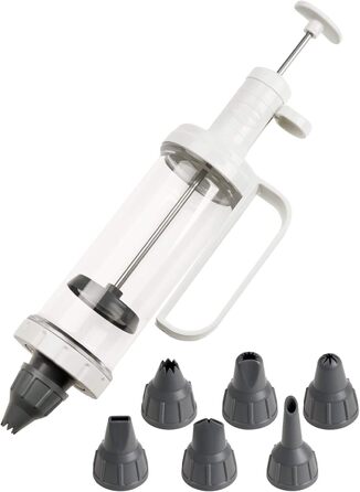 Одноручний шприц для декорування з 6 насадками, білий Dr. Oetker