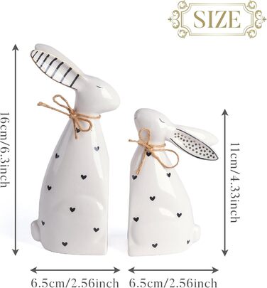 Набір із 2 керамічних пасхальних зайчиків прикраси столу Valery Madelyn